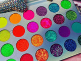 NEON LIGHTS (24PC) *BLACKLIGHT!* Pigment/Glitter Pallete! - inkeddollcosmetics