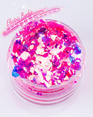 ELECTRIC BARBIE Chunky Glamdoll Glitter Mix - inkeddollcosmetics